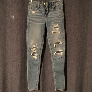 AE Distressed Hi rise Jegging size 2